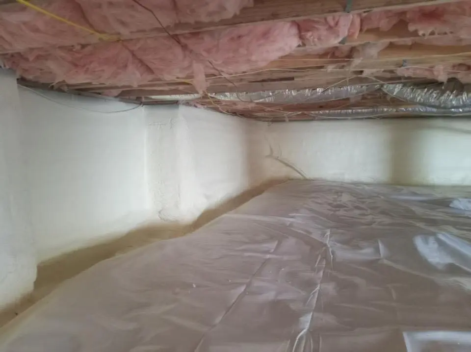 Crawl space encapsulation with closed-cell spray foam for Attic Insulation in Harwinton